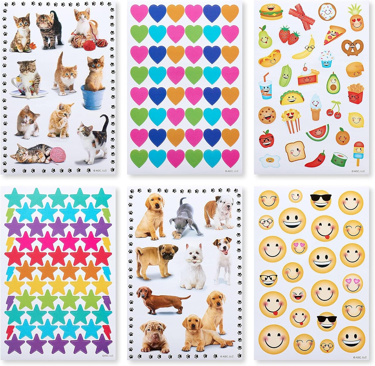 Stickers for Kids, Assorted Shapes, Animals and Smiley Faces (599 Stickers)